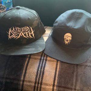 Liquid Death Hats , one is SnapBack other is partial duckbill loose hat